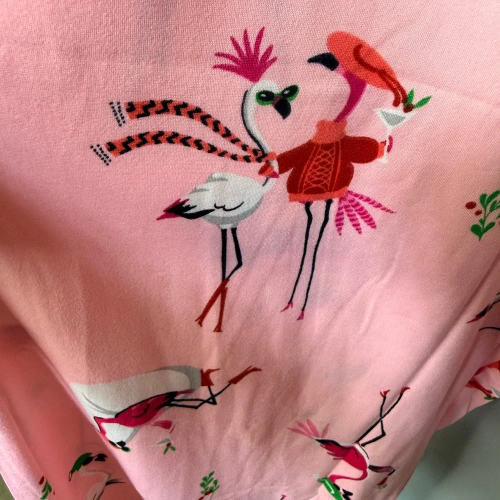 HUE Pajama Set Womens Large Pink Flamingo Long Sleeve Sleepwear Loungewear NWT